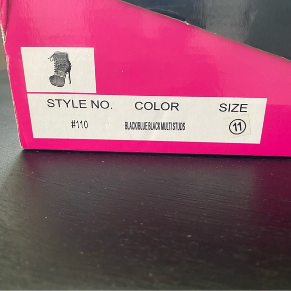 Sheikh Platform Stiletto Ankle Boots, Multi Color Studded Rhinestones - Picture 5 of 10